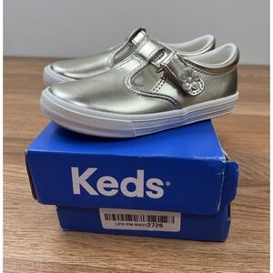 Keds Daphne Champagne Metal Toddler Girls Mary Jane Sneakers Size 9.5 NEW